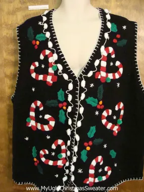 Candy Cane Themed Christmas Sweater Vest Wms Mens XXXL