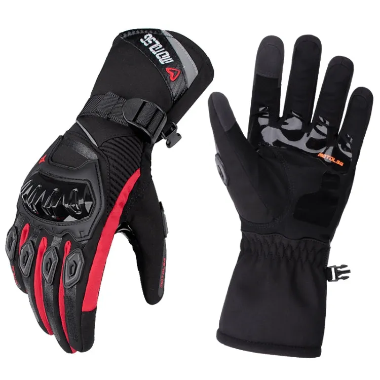 1-Pair MOTOLSG Motorcycle Riding Waterproof Winter Warm Gloves, Size:M(Black Red)