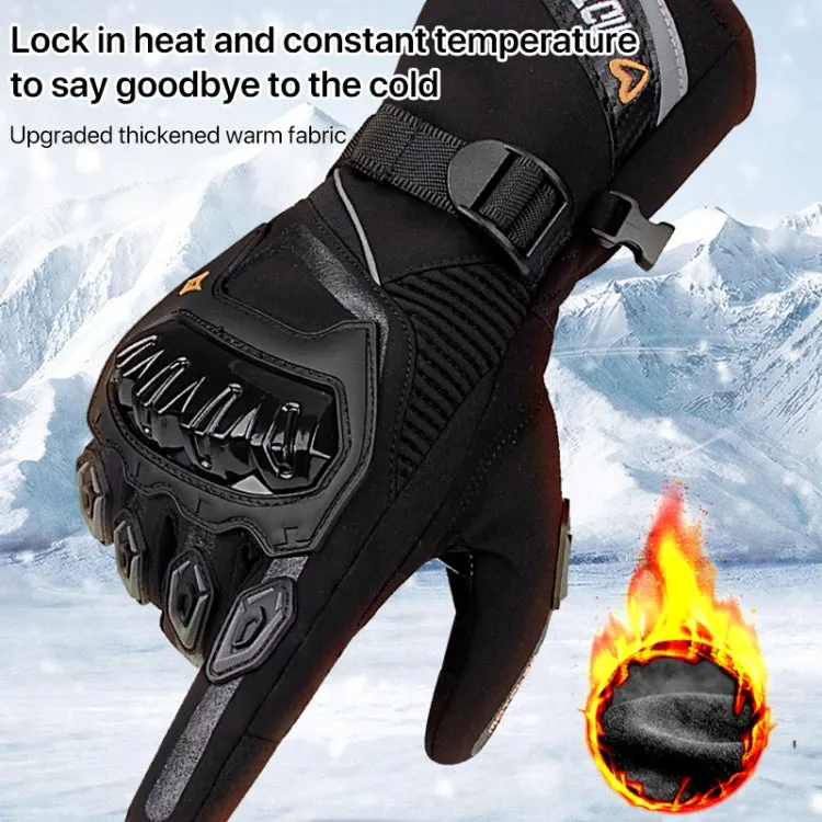 1-Pair MOTOLSG Motorcycle Riding Waterproof Winter Warm Gloves, Size:M(Black Red)