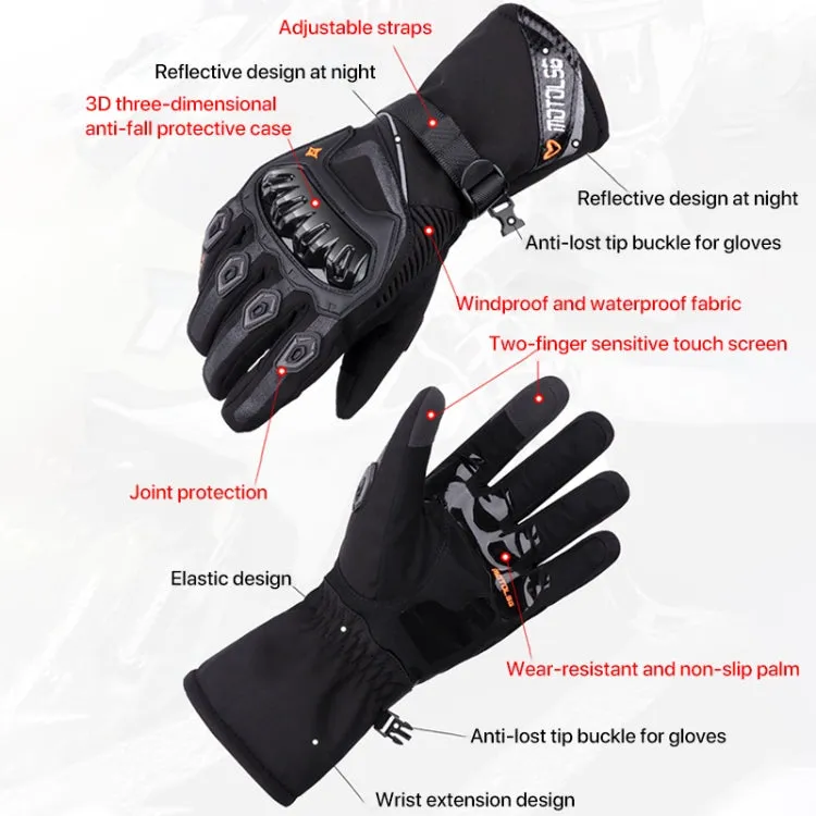 1-Pair MOTOLSG Motorcycle Riding Waterproof Winter Warm Gloves, Size:M(Black Red)