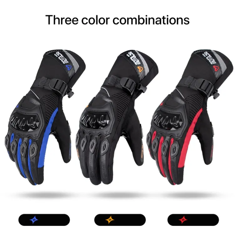 1-Pair MOTOLSG Motorcycle Riding Waterproof Winter Warm Gloves, Size:M(Black Red)