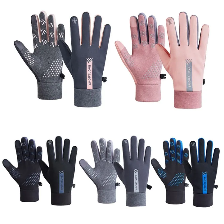 1 Pair Velvet and Thick Cycling Windproof and Cold Warm Gloves, Style: Female Version (Pink)