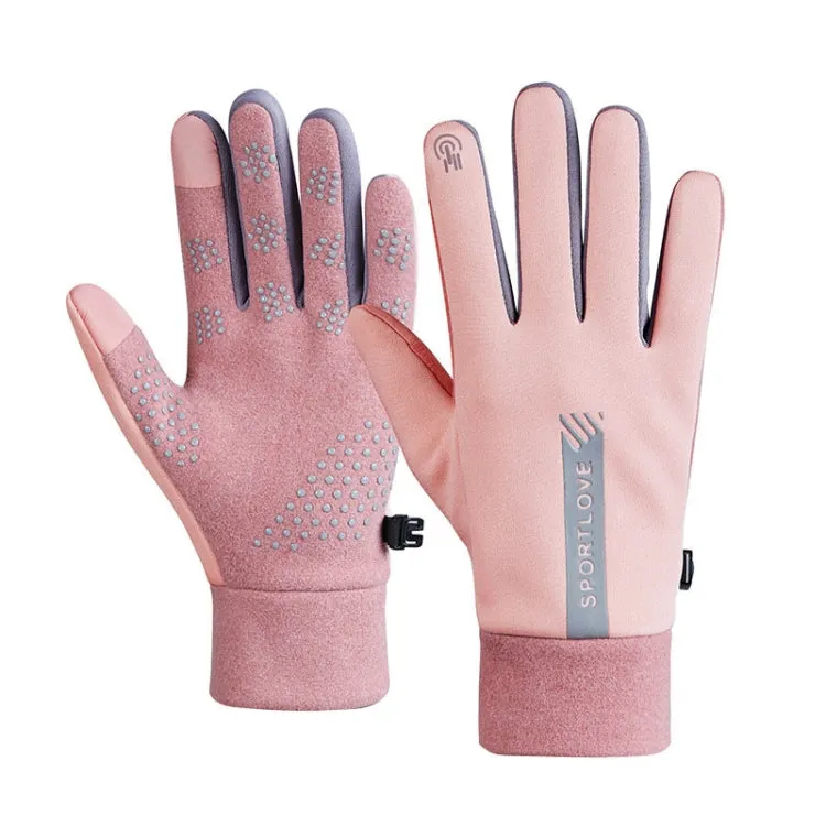 1 Pair Velvet and Thick Cycling Windproof and Cold Warm Gloves, Style: Female Version (Pink)