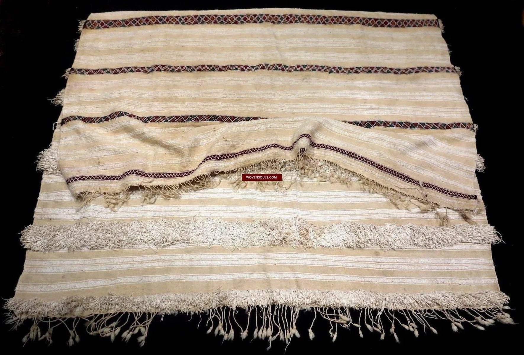 1308 SOLD Vintage Berber Wedding Shawl Blanket Tamizart / Handira -  North African Textile Art