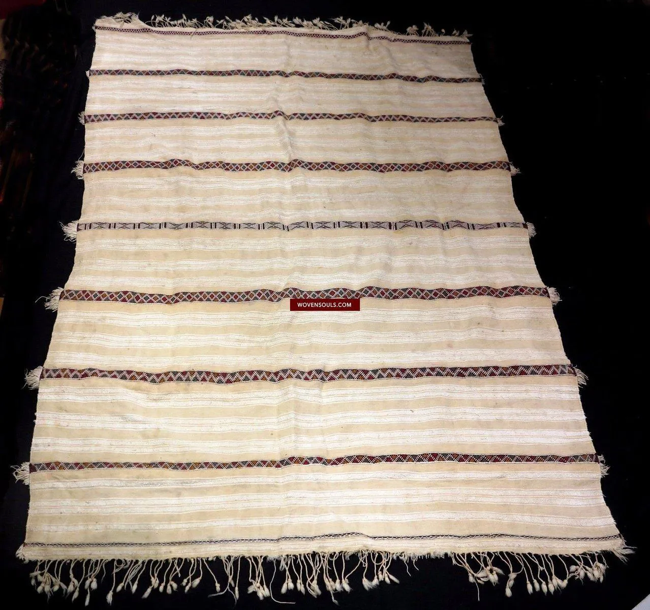 1308 SOLD Vintage Berber Wedding Shawl Blanket Tamizart / Handira -  North African Textile Art