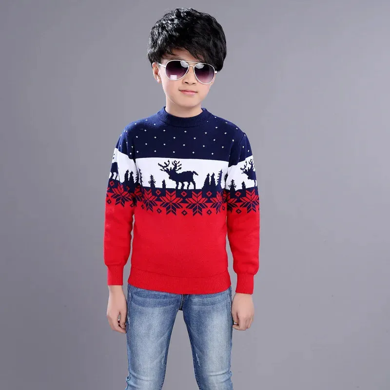 2023 Autumn Winter England Style New Kids boy Plaid Sweater Coat Children Clothing Baby jacquard Cotton Boys Pullover 4-10Y