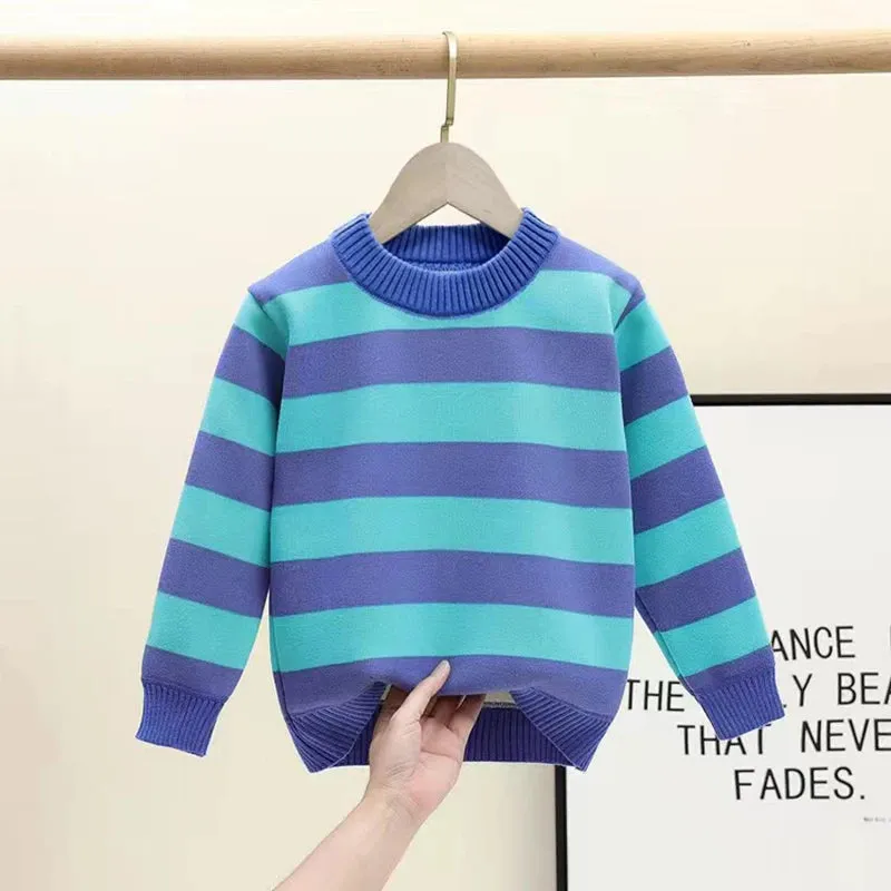 2023 Autumn Winter England Style New Kids boy Plaid Sweater Coat Children Clothing Baby jacquard Cotton Boys Pullover 4-10Y