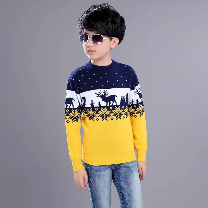 2023 Autumn Winter England Style New Kids boy Plaid Sweater Coat Children Clothing Baby jacquard Cotton Boys Pullover 4-10Y