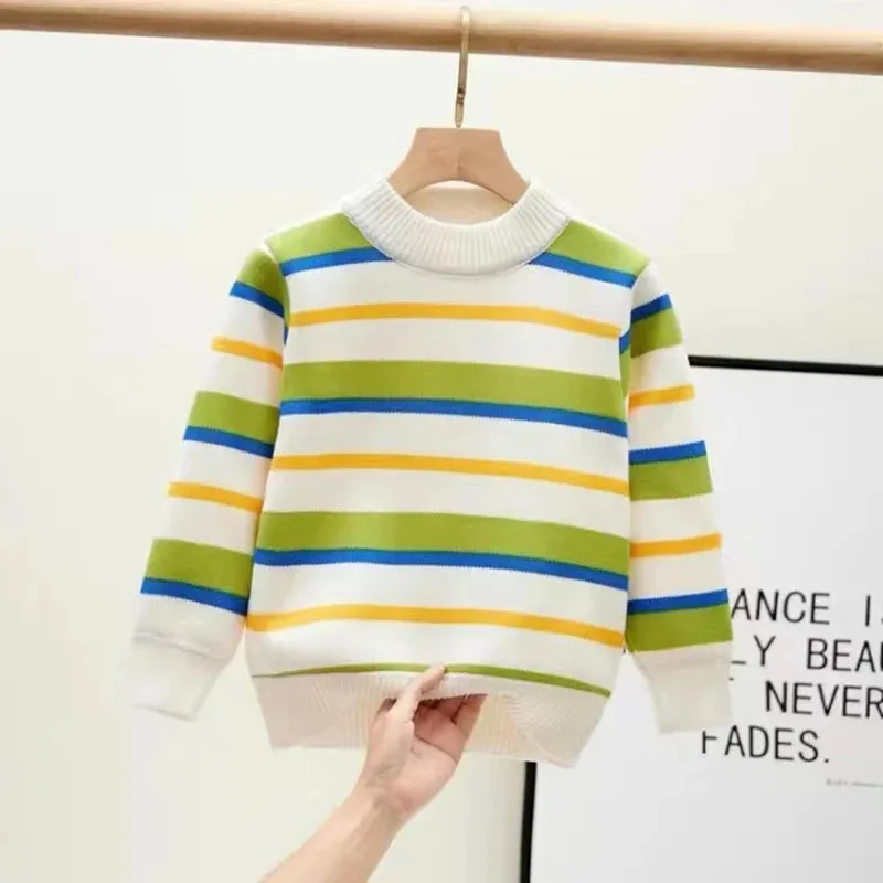 2023 Autumn Winter England Style New Kids boy Plaid Sweater Coat Children Clothing Baby jacquard Cotton Boys Pullover 4-10Y