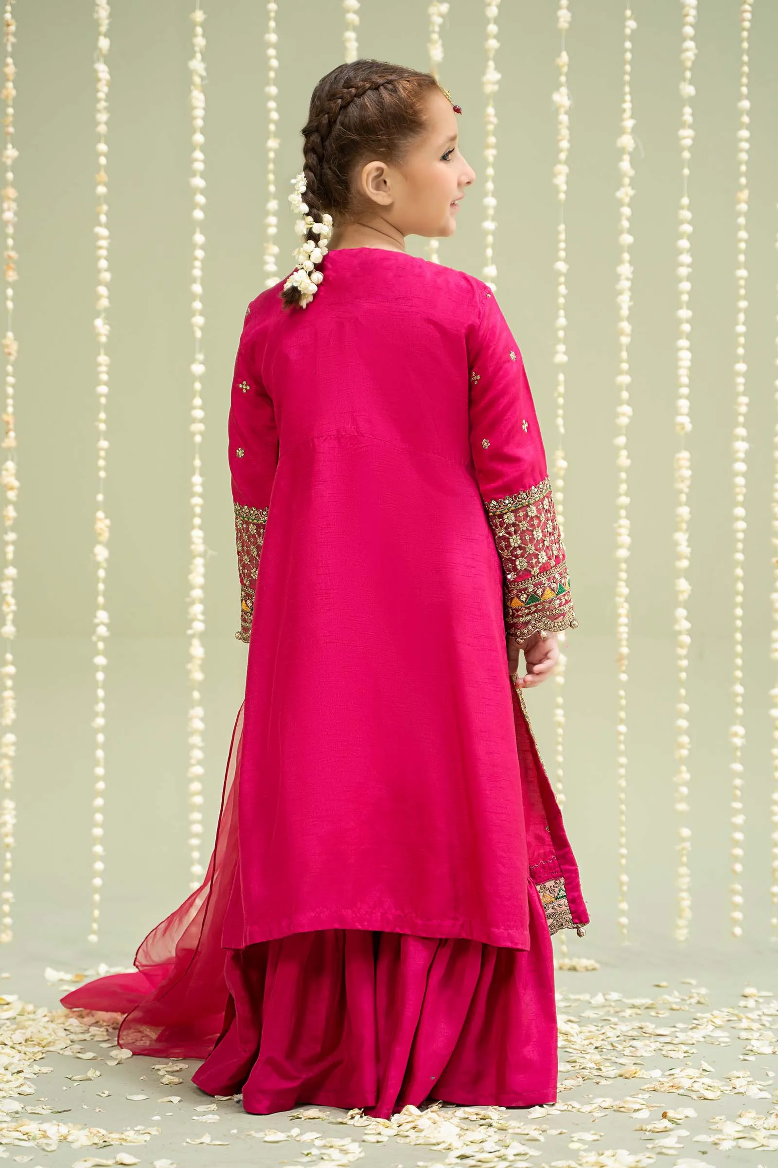 3 Piece Embroidered Raw Silk Suit | MKS-W24-13