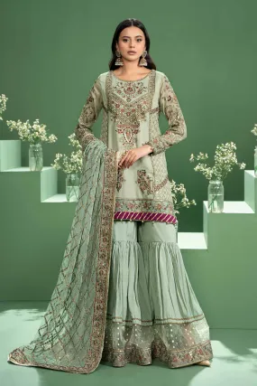 3 Piece Embroidered Silk Cotton Net Suit | SF-W24-45