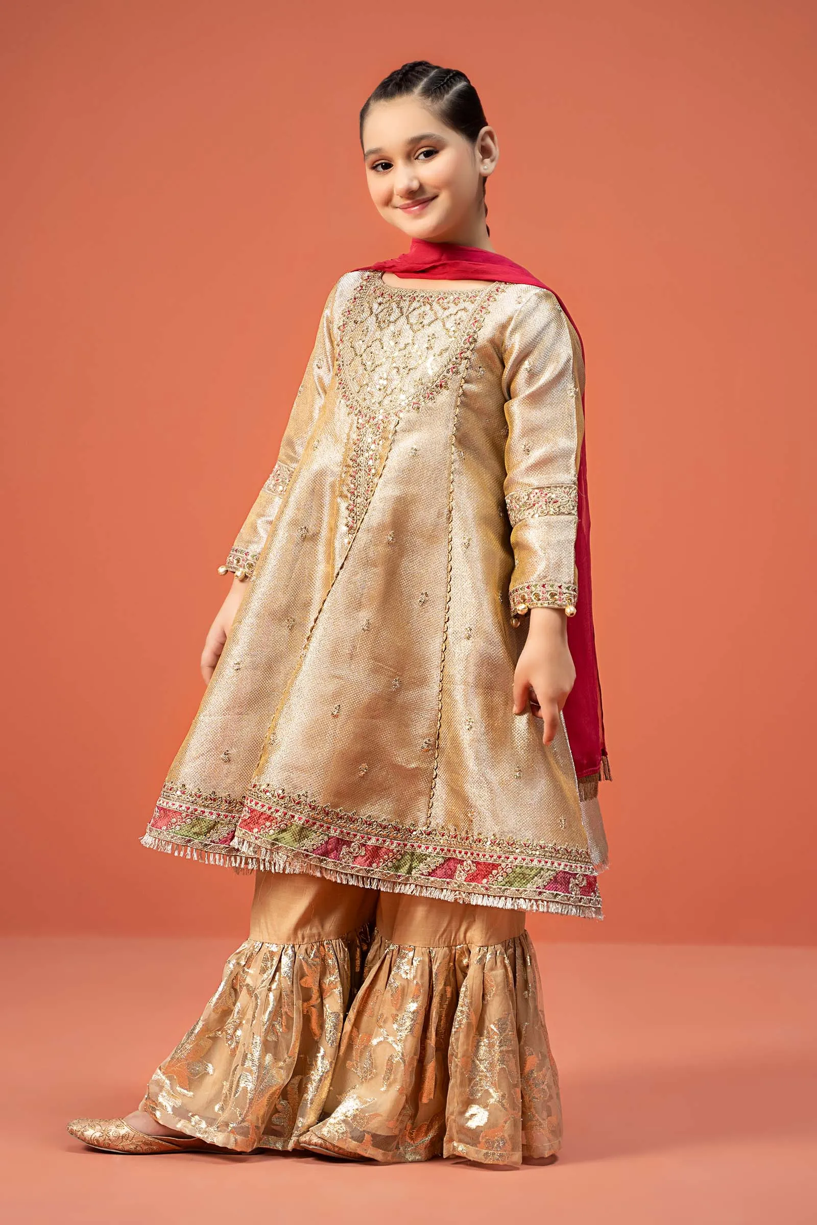 3 Piece Embroidered Zari jacquard Suit | MKS-W24-03