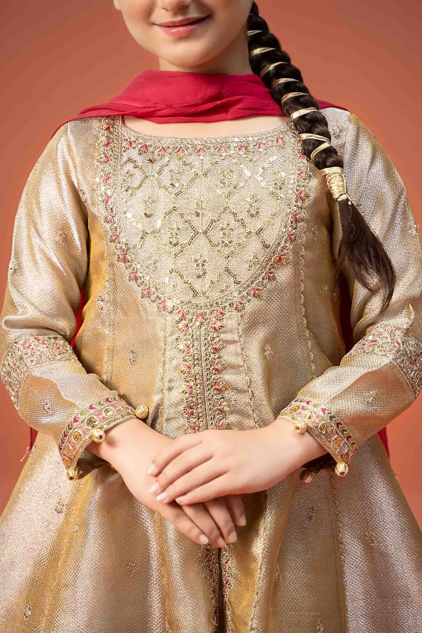 3 Piece Embroidered Zari jacquard Suit | MKS-W24-03