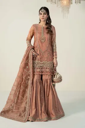 3 Piece Embroidered Zari Net Suit | SF-W24-24