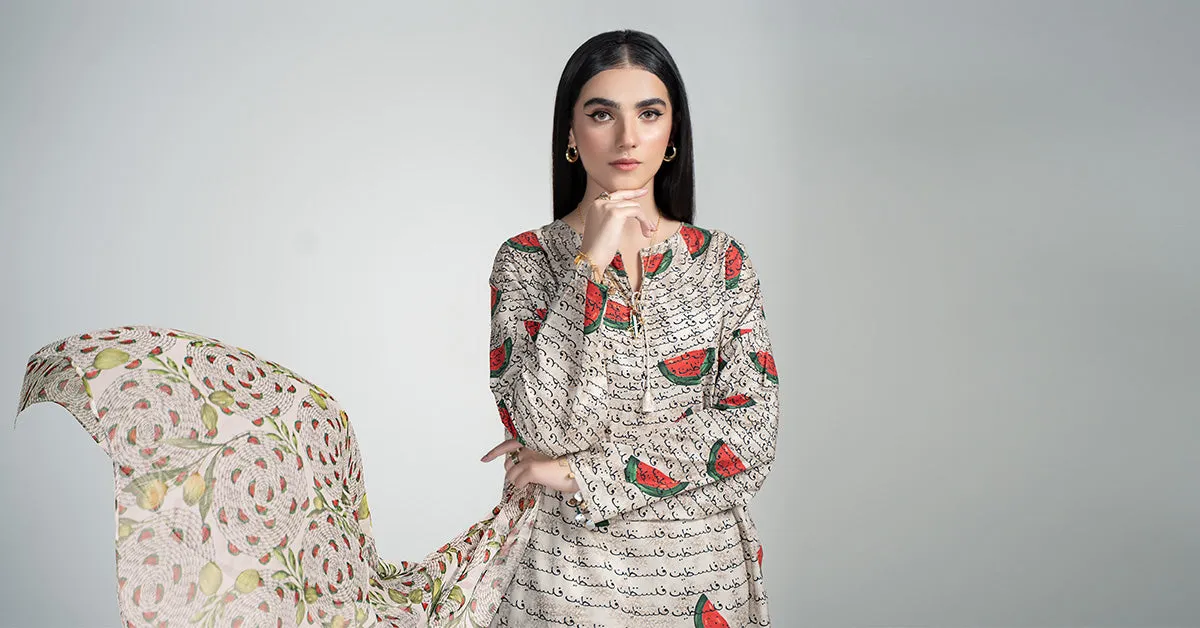 3 Piece Printed Lawn Suit | PS-PF24-11