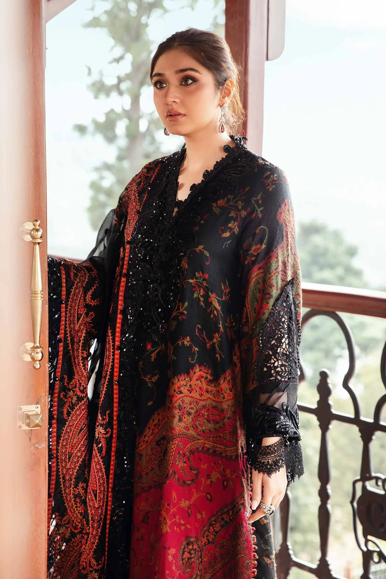 3 Piece Unstitched Embroidered Woven Suit | DL-1204