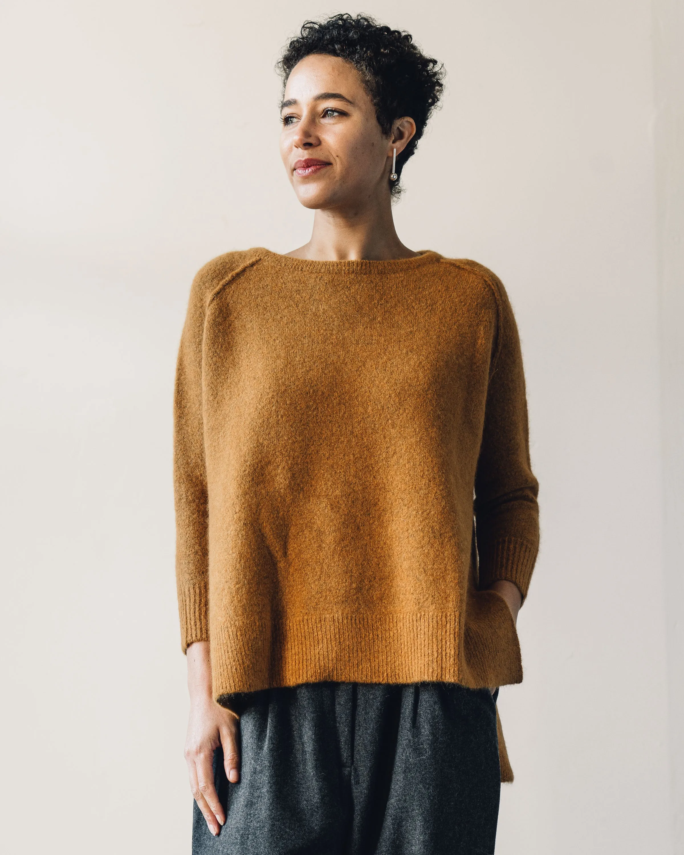 7115 Exposed Seams Sweater, Pumpkin