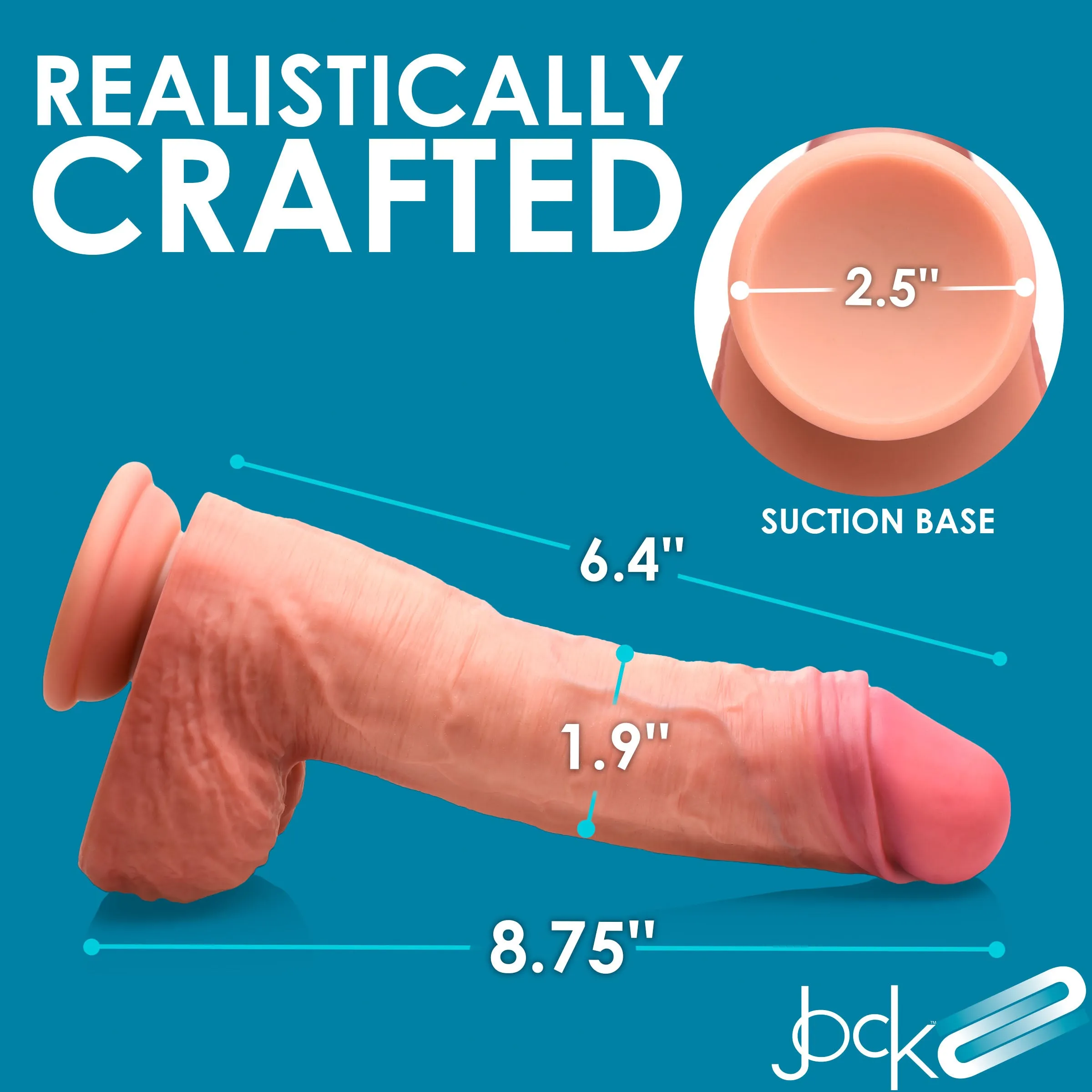 8.75 Inch Dual Density Uncut Dildo with Balls