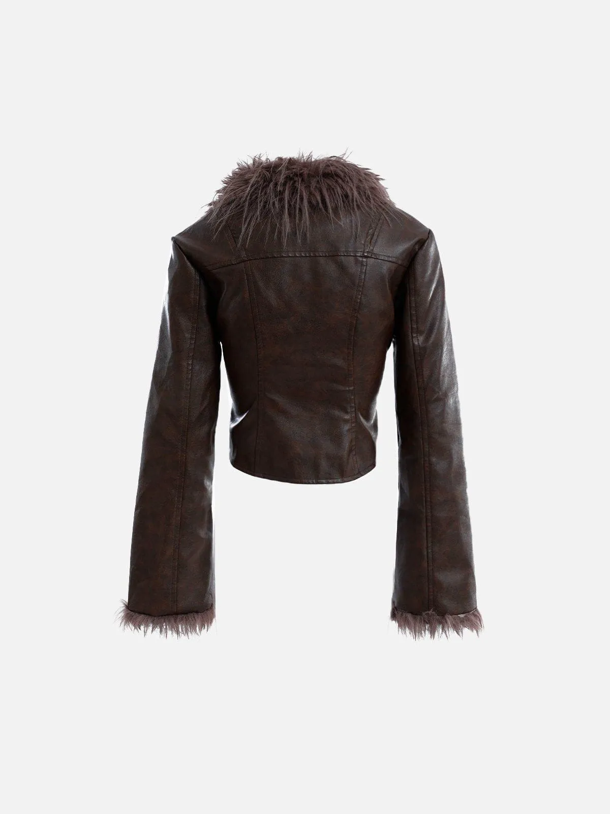 Aelfric Eden Vintage Furry Paneled Faux Leather Jacket