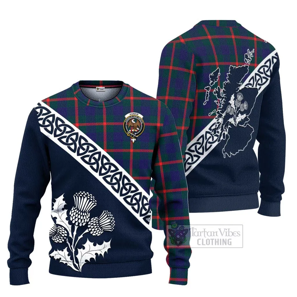 Agnew Tartan Ugly Sweater Featuring Thistle and Scotland Map