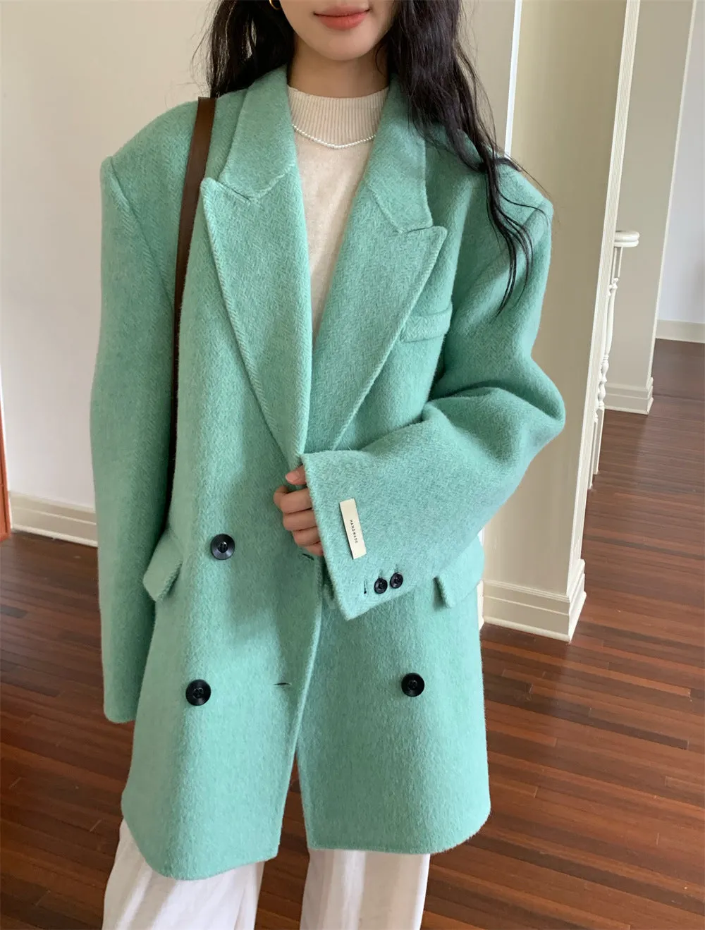 Aiertu joker costume female outfit Autumn and Winter Korean Style Suit Style Loose Woolen Coat Women's Commuter Double-Sided Wool Coat