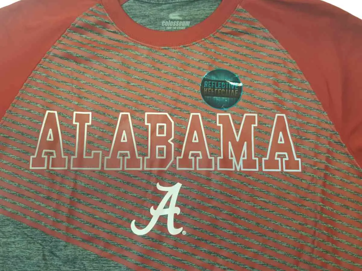 Alabama Crimson Tide Colosseum Maroon Reflective Logo LS Crew Neck T-Shirt (L)