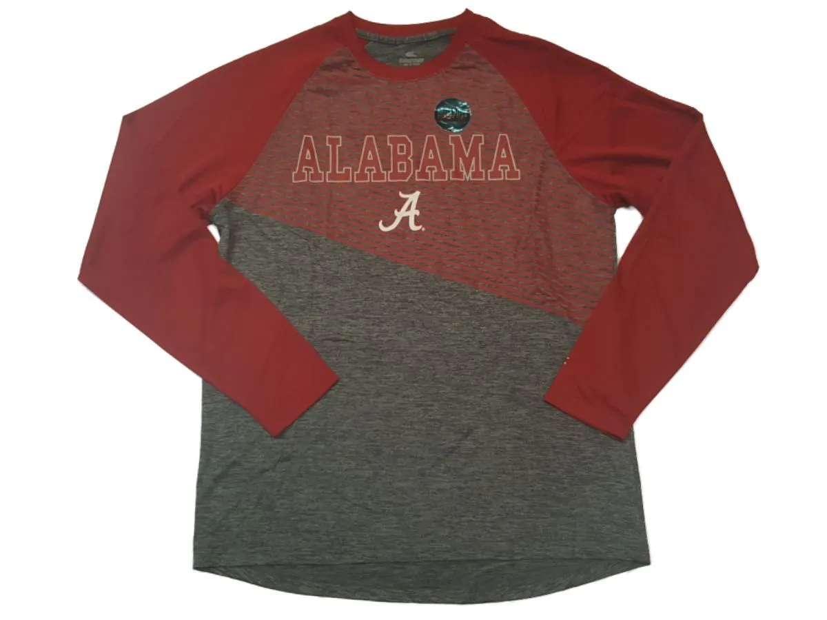 Alabama Crimson Tide Colosseum Maroon Reflective Logo LS Crew Neck T-Shirt (L)