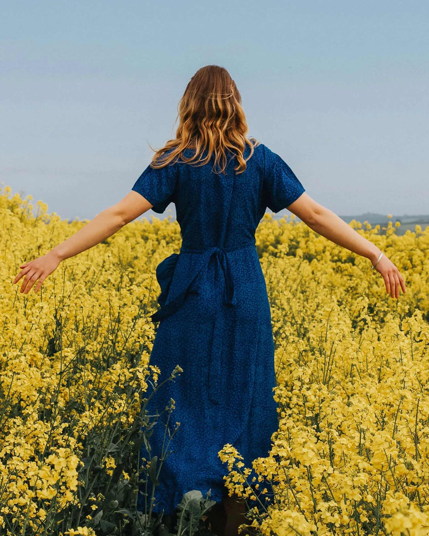 Aloft Kim Blue Leopard Wrap Dress