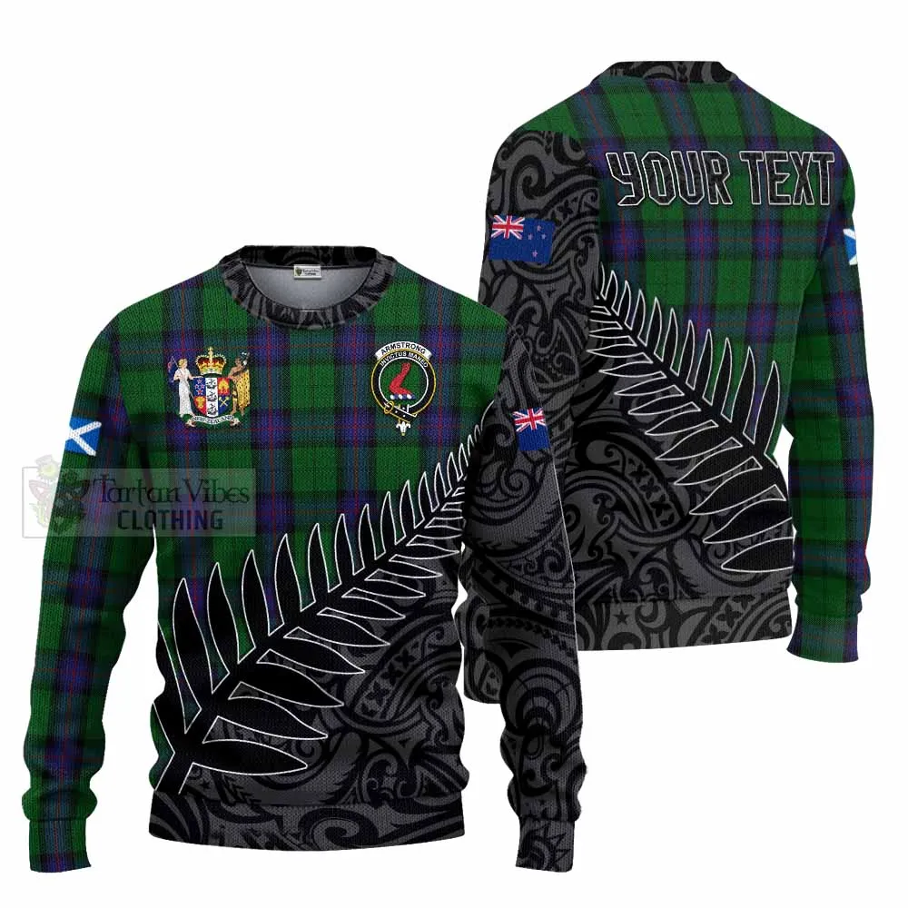 Armstrong Crest Tartan Knitted Sweater with New Zealand Silver Fern Half Style