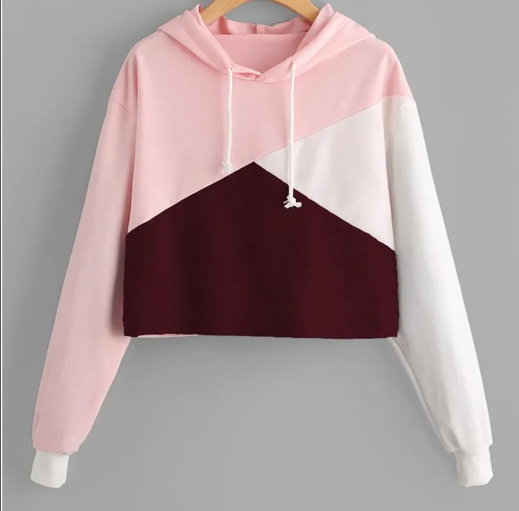 Autumn Hooded Long Sleeve Color Blocking Sweater