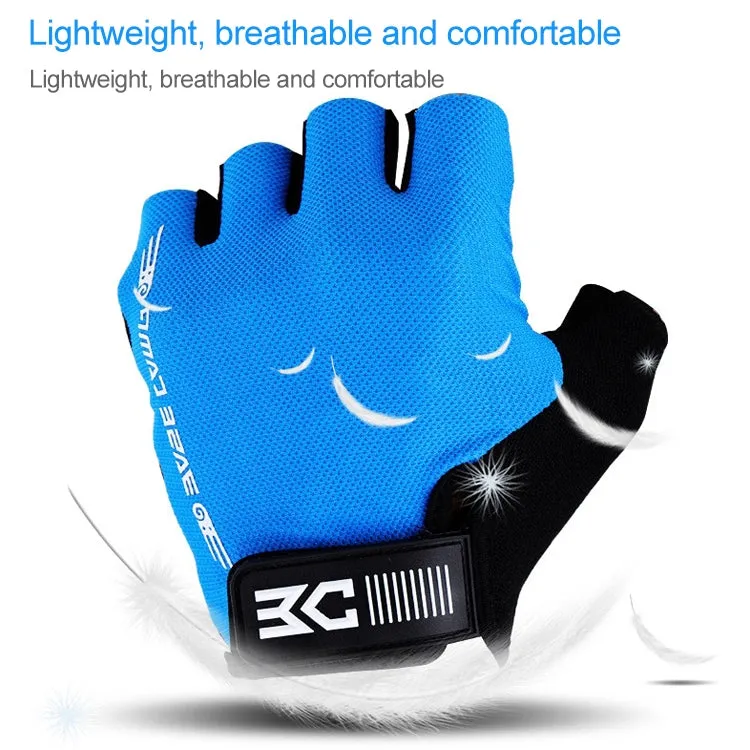 BaseCamp BC-204 Bicycle Half Finger Gloves Lycra Fabric Cycling Gloves, Size: M(Blue)