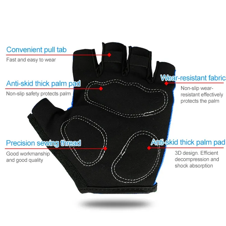 BaseCamp BC-204 Bicycle Half Finger Gloves Lycra Fabric Cycling Gloves, Size: M(Blue)