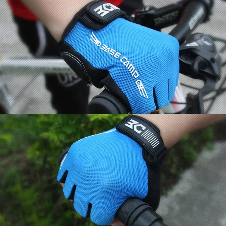 BaseCamp BC-204 Bicycle Half Finger Gloves Lycra Fabric Cycling Gloves, Size: M(Blue)