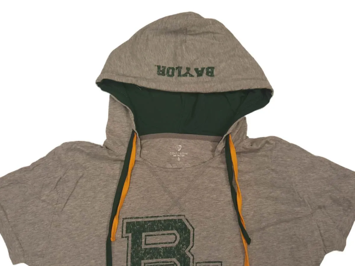 Baylor Bears Colosseum WOMENS Gray SS Hooded T-Shirt with Front Pouch Pocket (M)