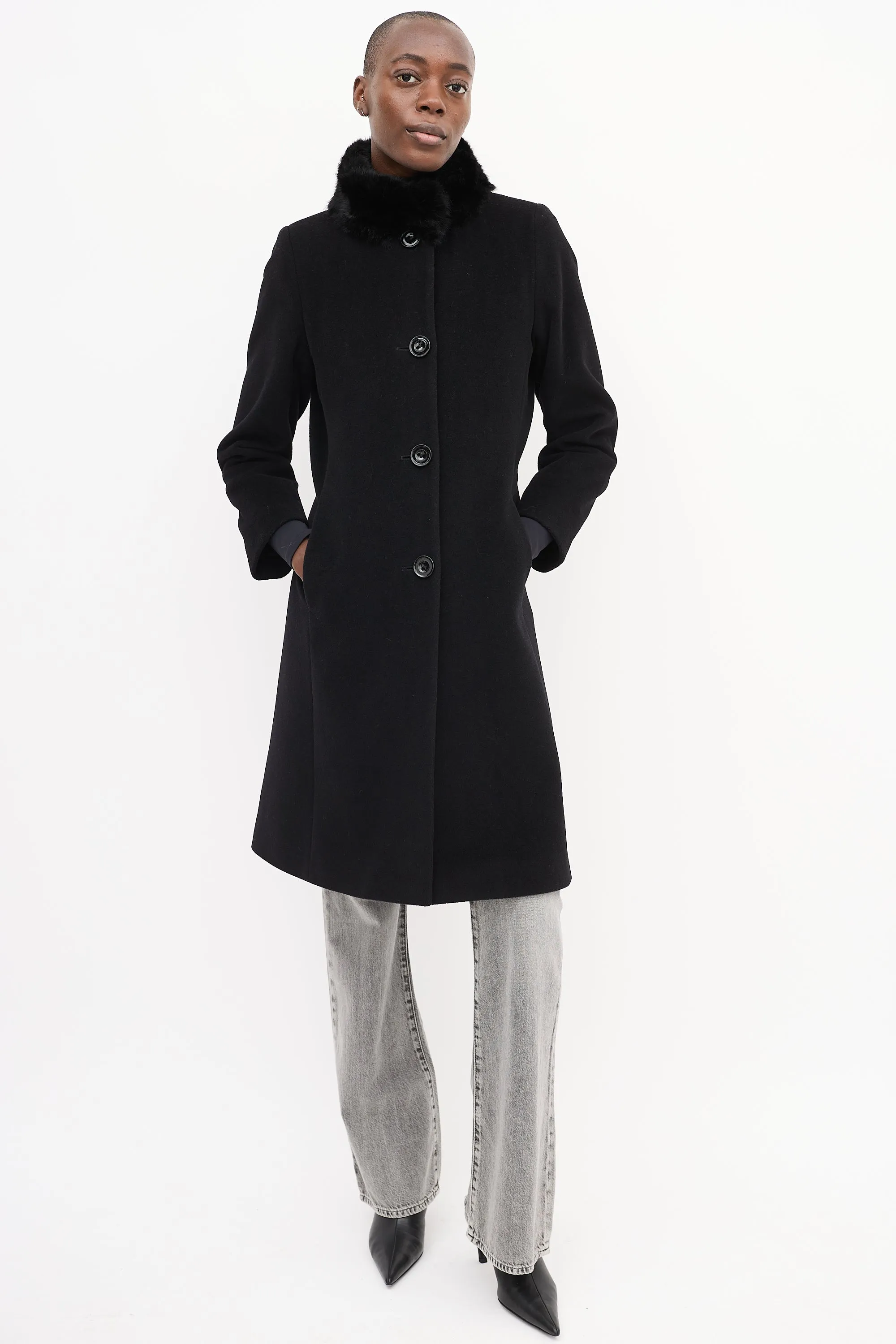 Black Cashmere & Wool Coat