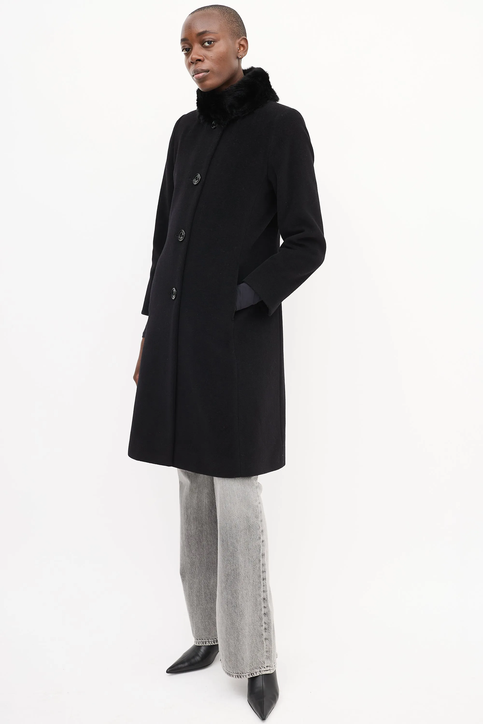 Black Cashmere & Wool Coat