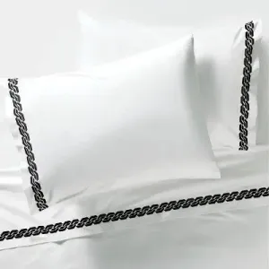 Black Chain Embroidery Full 400 Thread Count Bedding Sheet Set - DVF