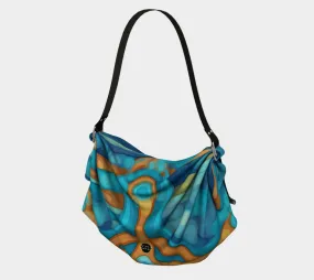 Blue Neptune Compass Stripe Hobo Scarf Bag