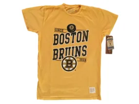 Boston Bruins Retro Brand Gold Hockey Puck Vintage 100% Cotton T-Shirt