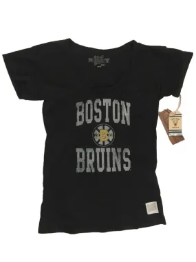 Boston Bruins Retro Brand WOMEN Black Pocketed Cotton T-Shirt