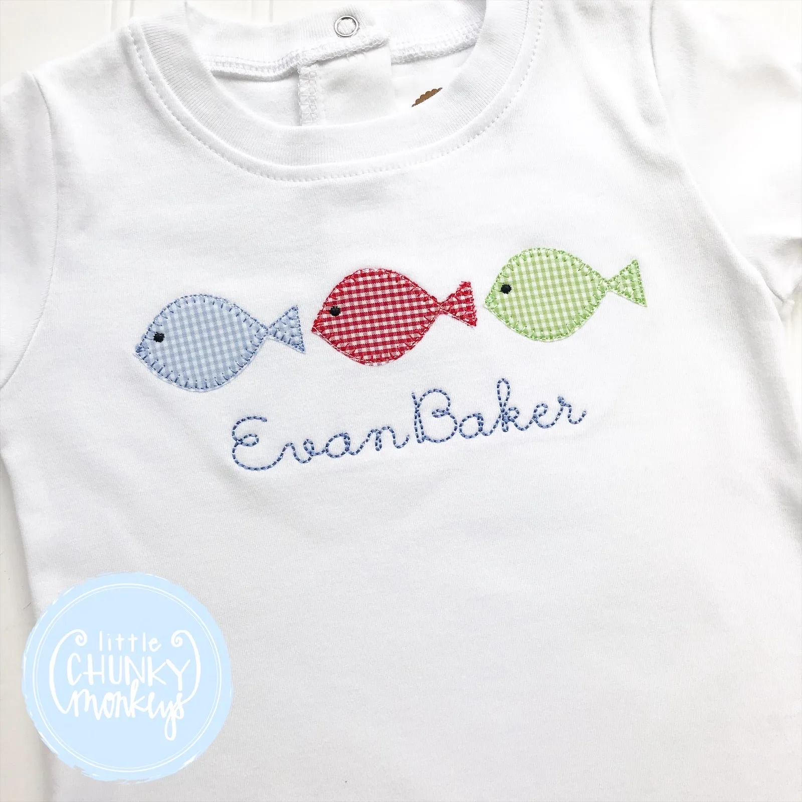 Boy Romper - Applique Fish Trio