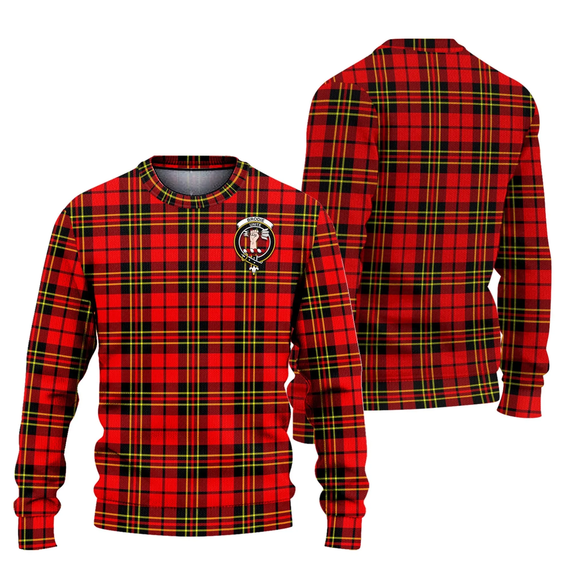 Brodie Modern Tartan Ugly Sweater with Family Crest