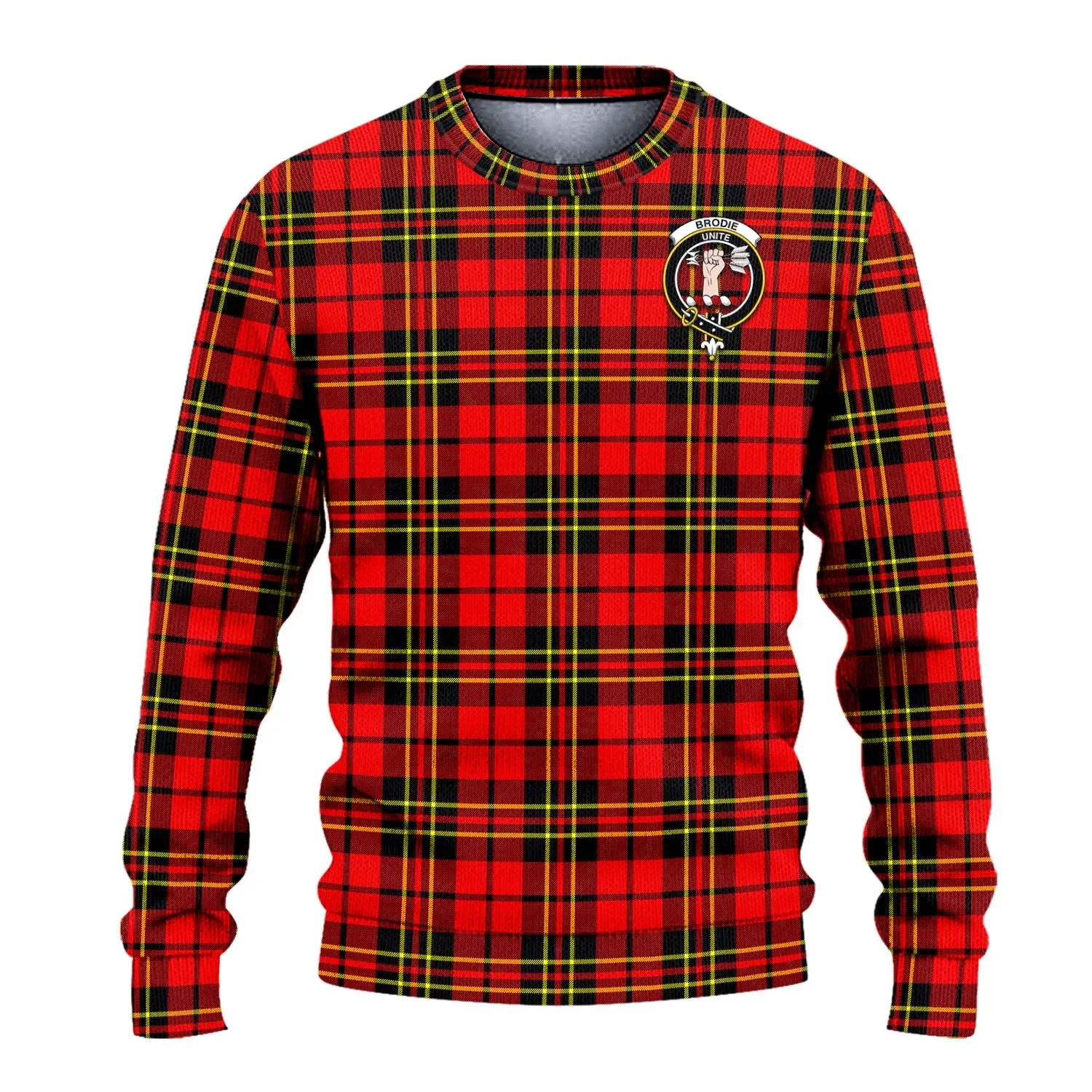 Brodie Modern Tartan Ugly Sweater with Family Crest