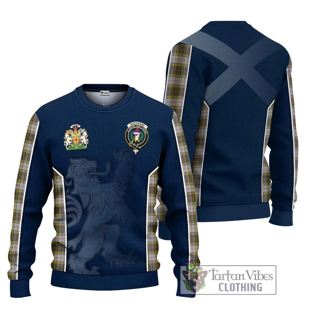 Buchanan Dress Tartan Ugly Sweater with Family Crest and Lion Rampant Vibes Sport Style