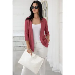 Burgundy Short Sleeves Shawl Jacket