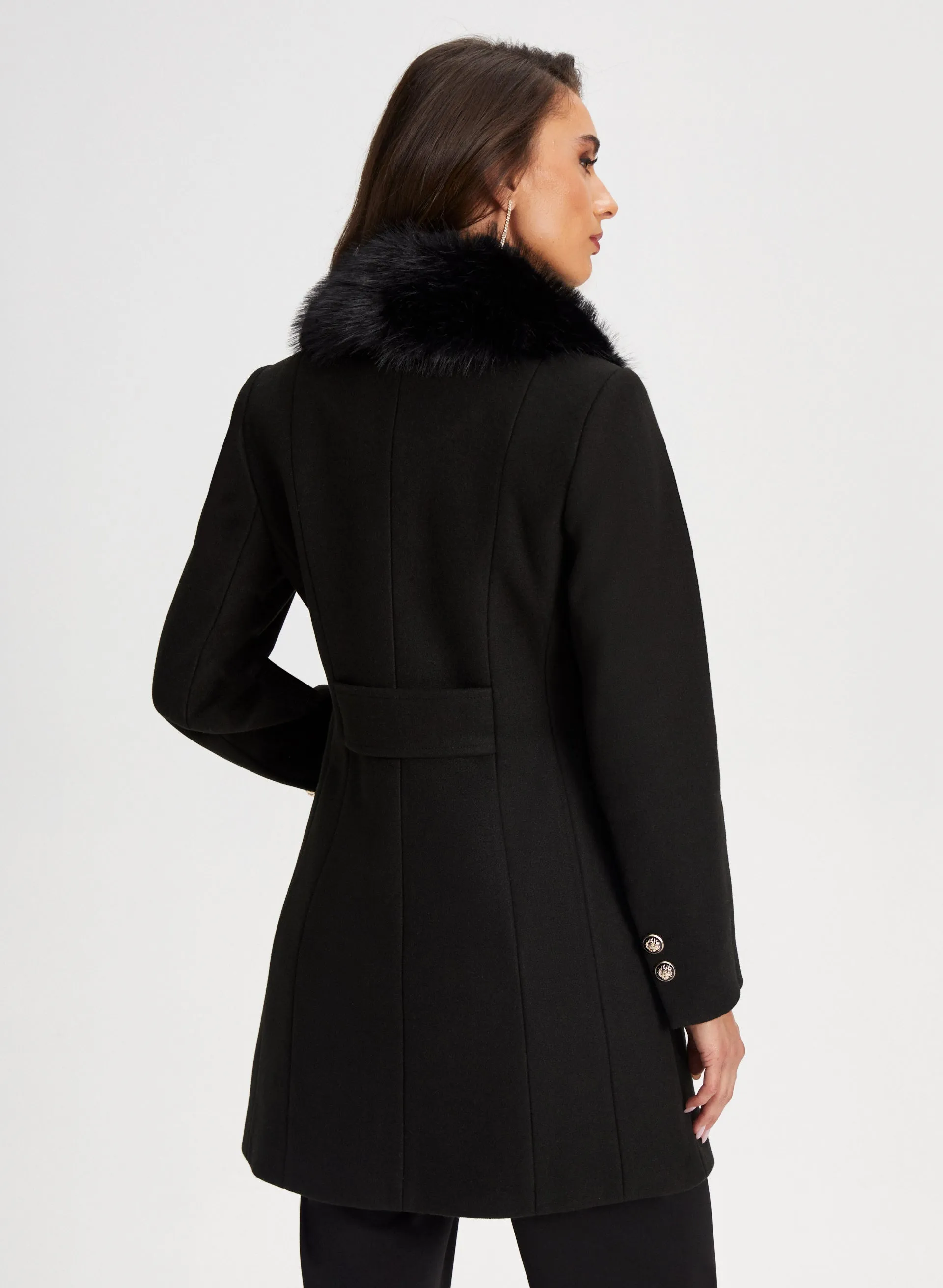 Button Front Wool Blend Coat