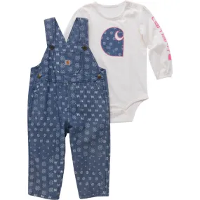 Carhartt Infant Girls' Long Sleeve Bodysuit & Chambray Overall Set