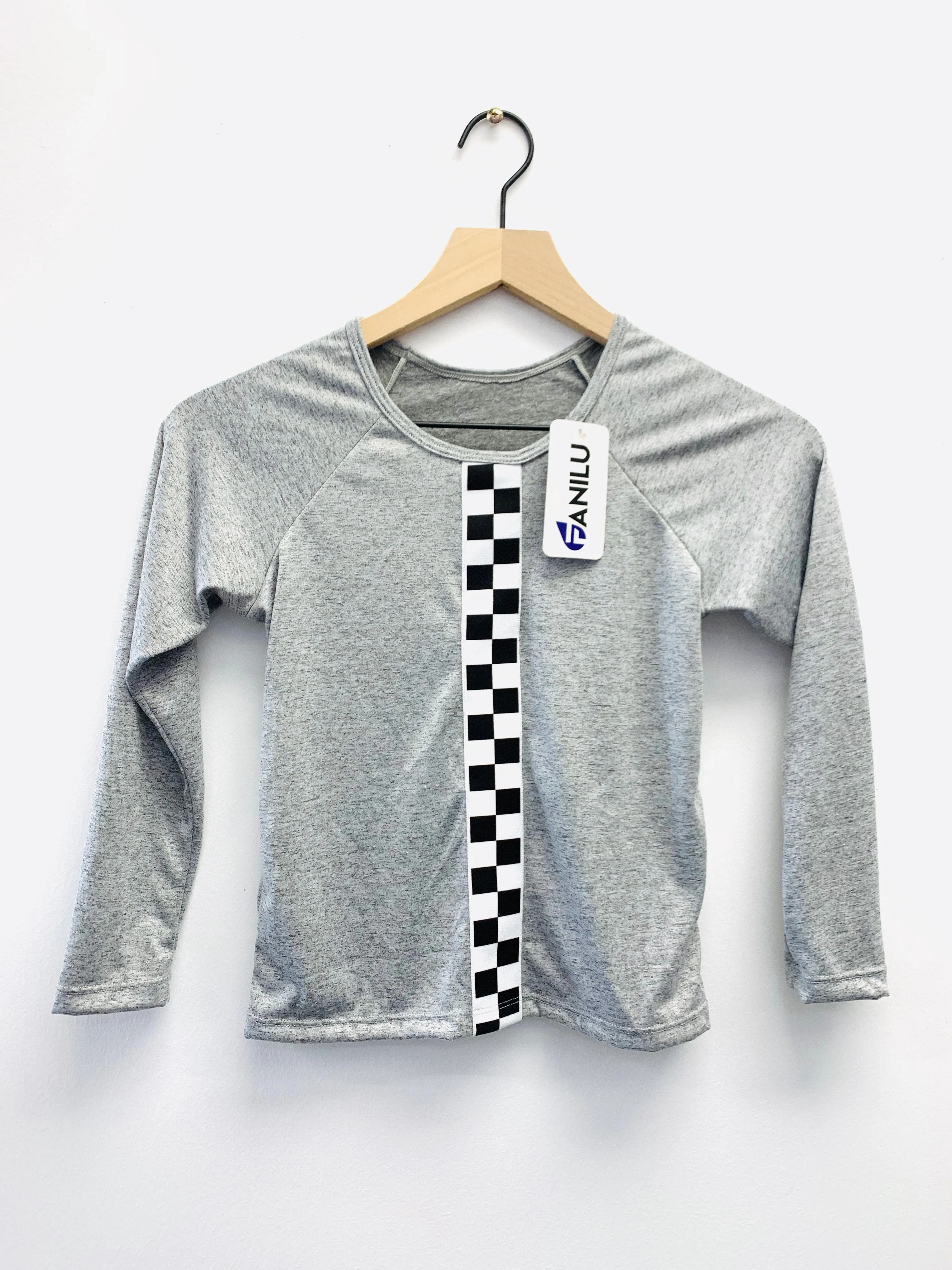 Checkers Grey Long Sleeve Tank