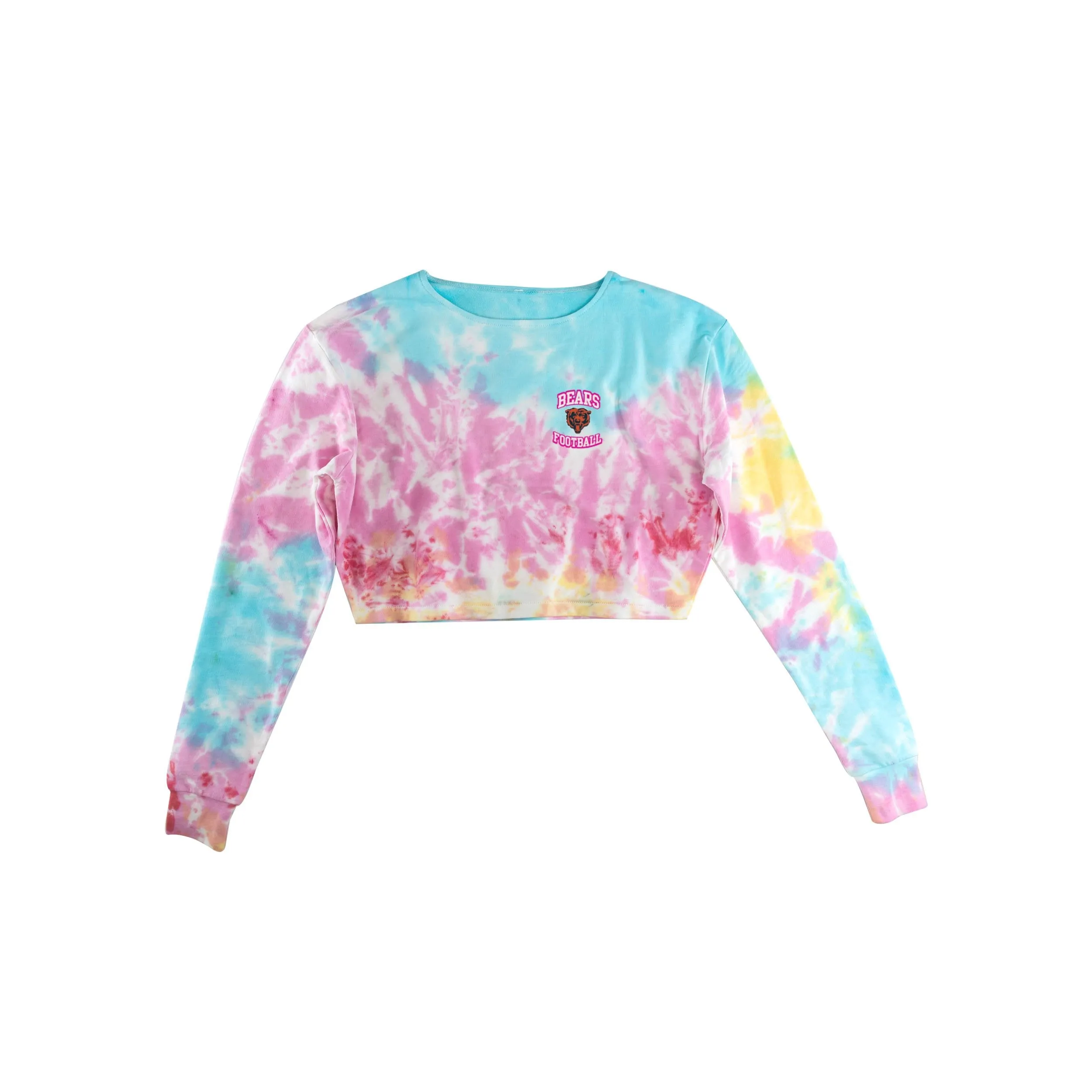 Chicago Bears NFL Womens Pastel Tie-Dye Blast Cropped Sweater