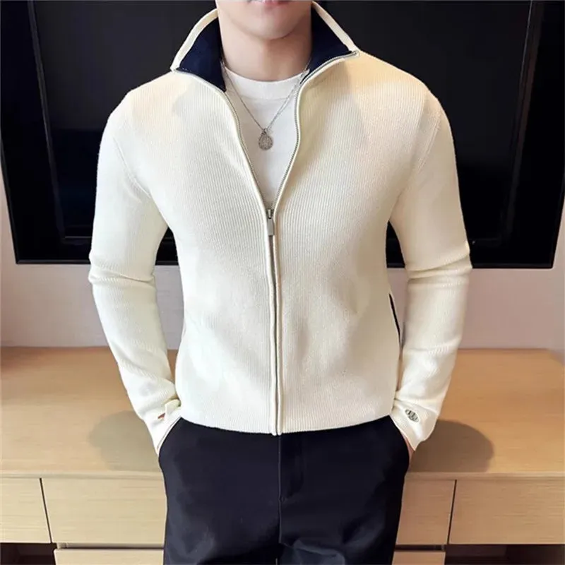 Cold season knit zipper sweater